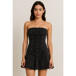 Wild Fable strapless denim bling embellished dress size Large